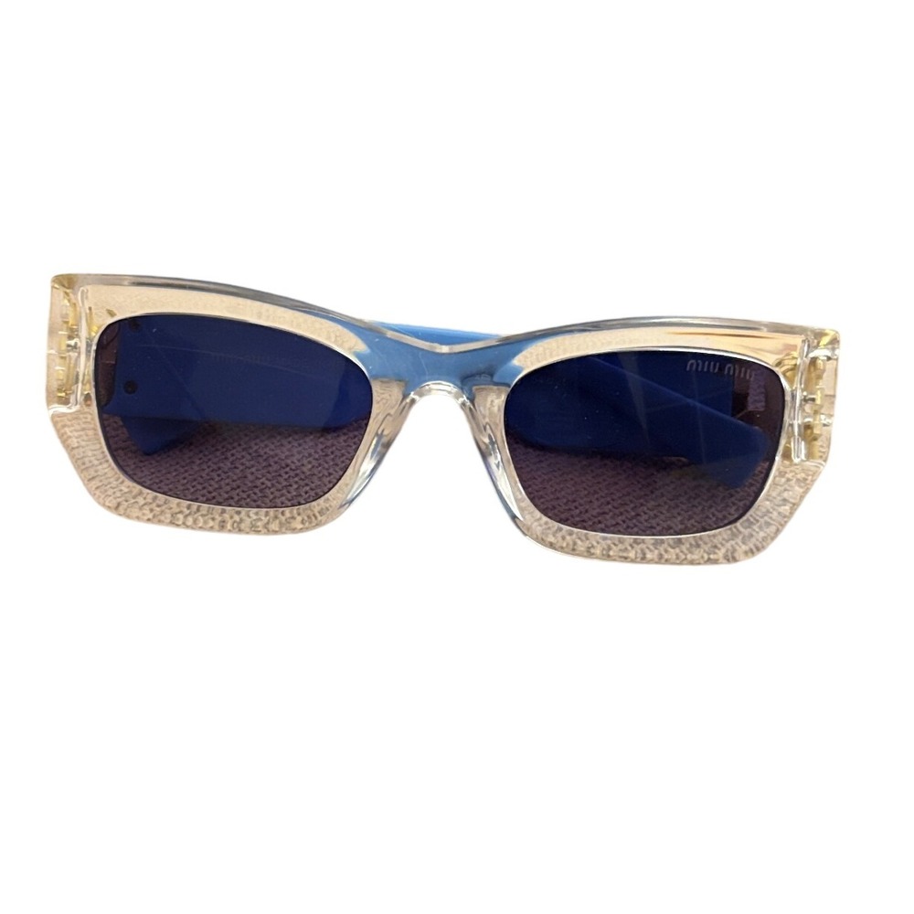 Miu‎ Miu Sunglasses Blue Clear Acetate with Gold Logo